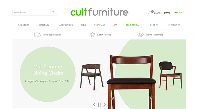organic furniture website design