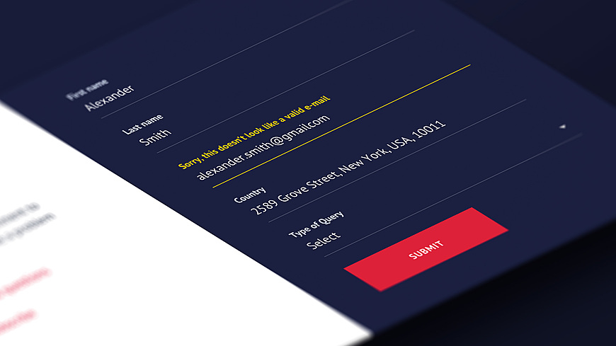 Schematically shown form with a user's name