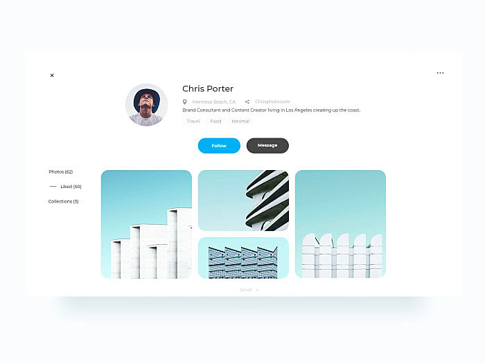 user profile design page design